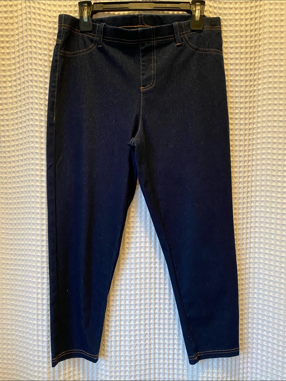 SERRA Dark Indigo Denim jeggings with Orange Topstitching